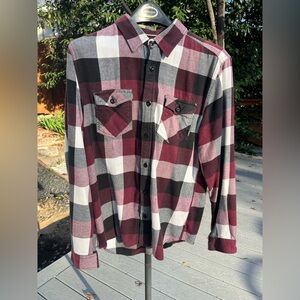 Vans Burgundy and Black Plaid Long Sleeve Shirt
